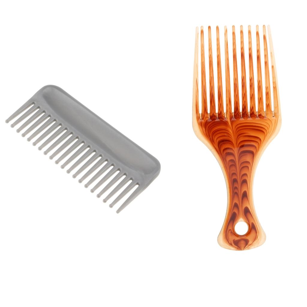 2pcs Plastic Afro Hair Pick Comb Detangle Wig Braid Styling Lift Hairbrush