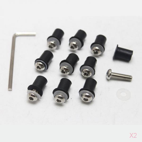 10x Fairing Wind Screen Screw Bolt Kit Windshield Mounting Motorcycle Silver