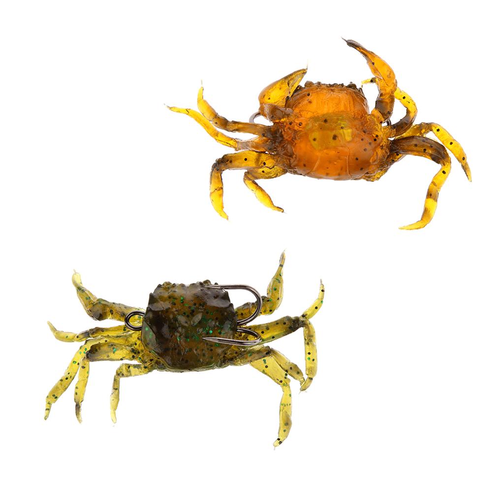 2 Pieces Artificial Crab Fishing Lures Soft Fishing Baits 3D Simulation Bait