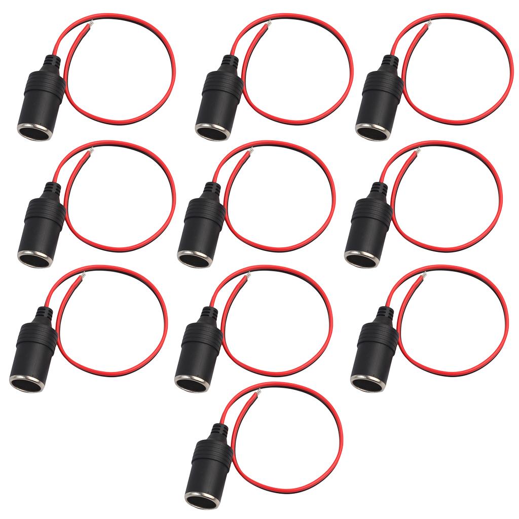 10Piece Car Female Cigarette Lighter Power Plug Socket Connector Adapter 1ft