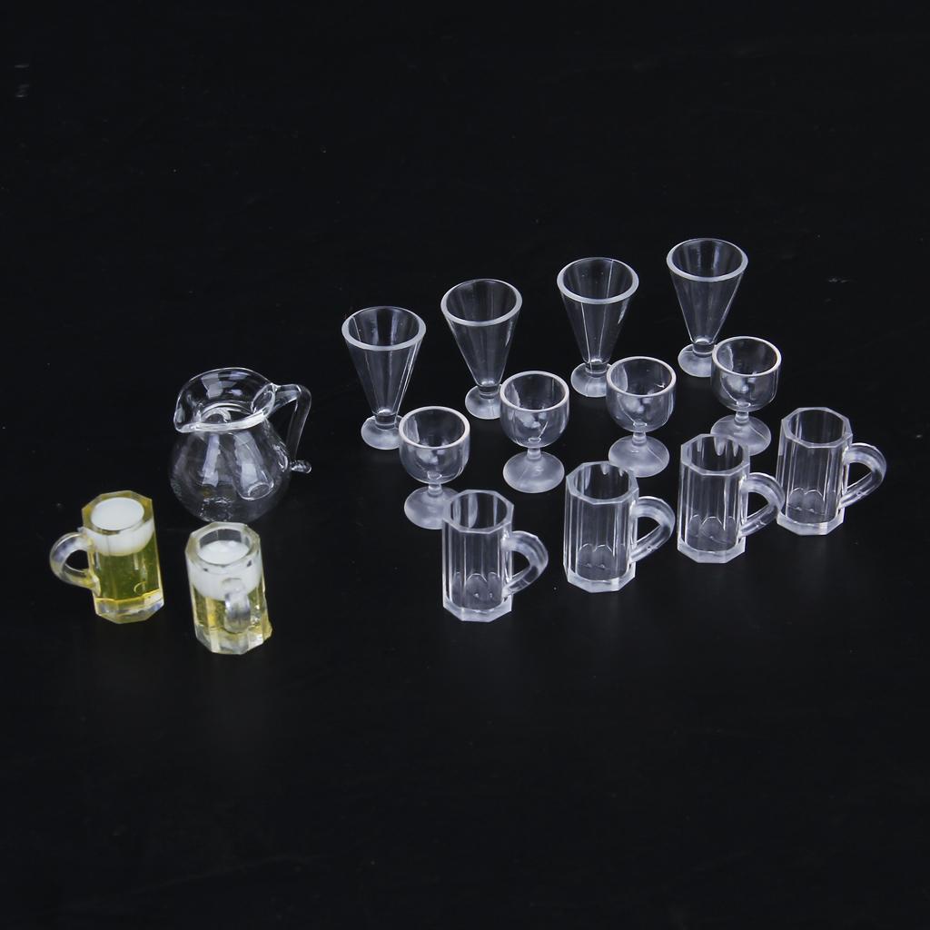 Set of 4 Pcs Dollhouse Miniature Plastic Cup Juice Glass
