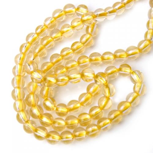 Created Citrine Round Gemstone Loose Beads Strand 4mm / 15.5 Inch