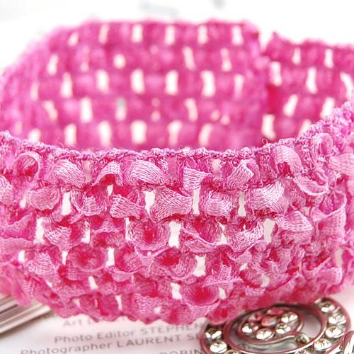 1.5 Inch Elastic Baby Toddler Girls Crochet Headband - Bubblegum