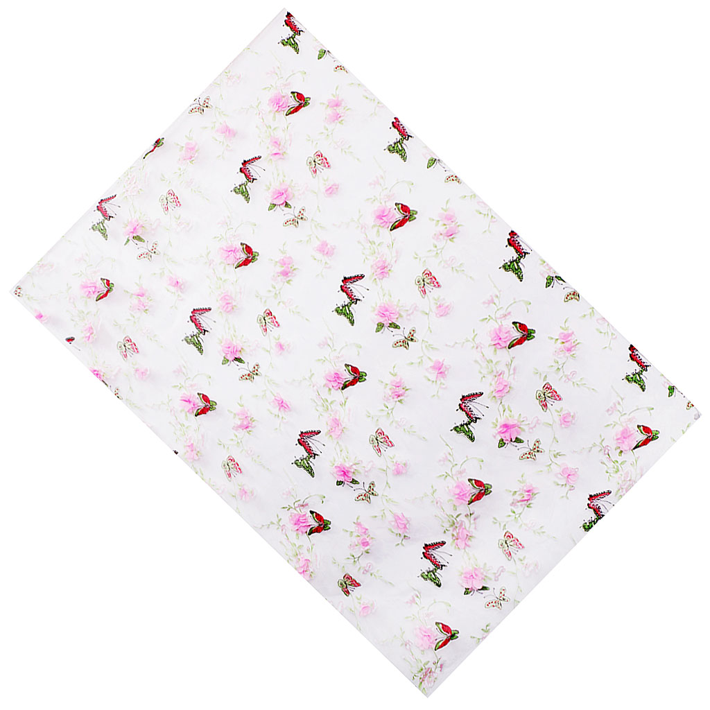 Retro Lace Fabric Trim Tulle Embroidery Butterfly Floral Wedding Fabric