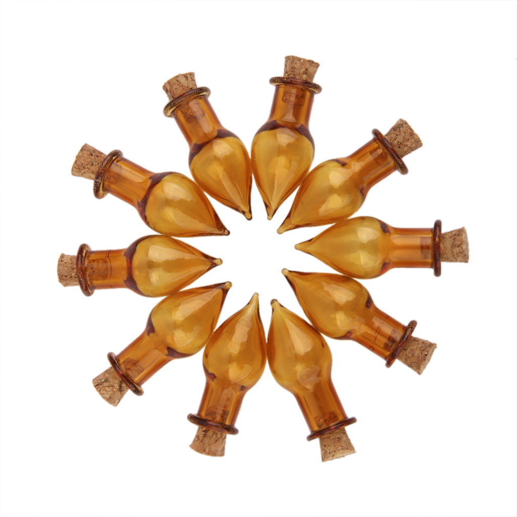 10pc Mini Glass Cork Bottle Tear Drops Jars Vials DIY Wishing Bottles Coffee