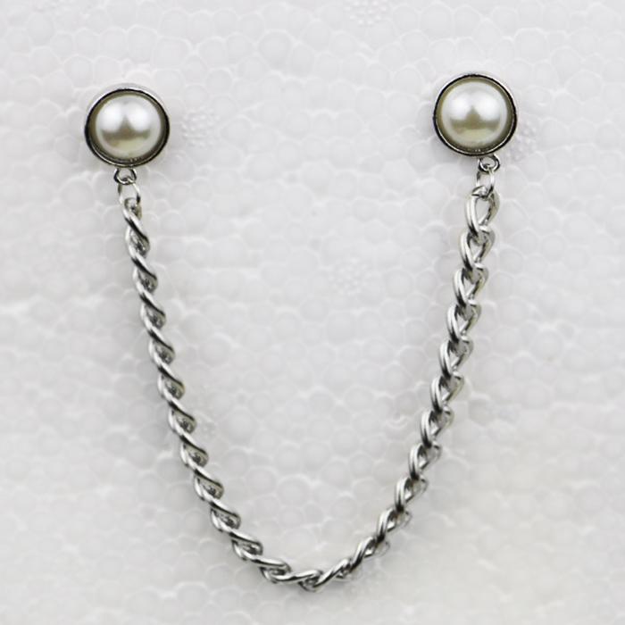 Women's Gorgeous Faux Pearl Beads Tassel Chain Collar Brooch Pin Tip 