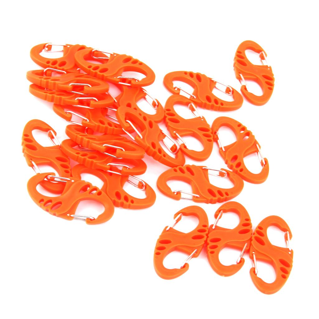 20pcs Figure 8 outdoor camping Carabiner Hook hanging buckles - Orange