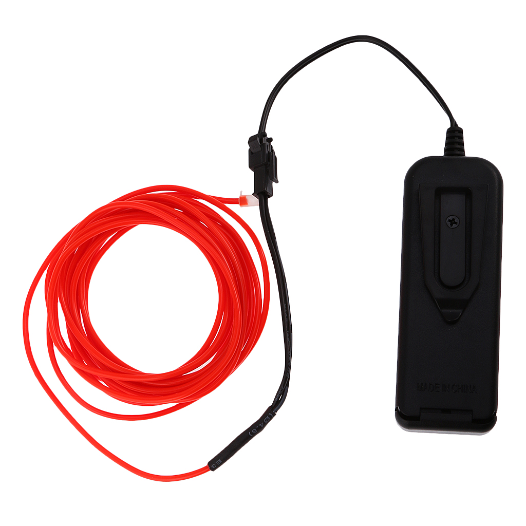 Luminescent Neon LED Lights Glow EL Wire String Strip 3 Meters Red