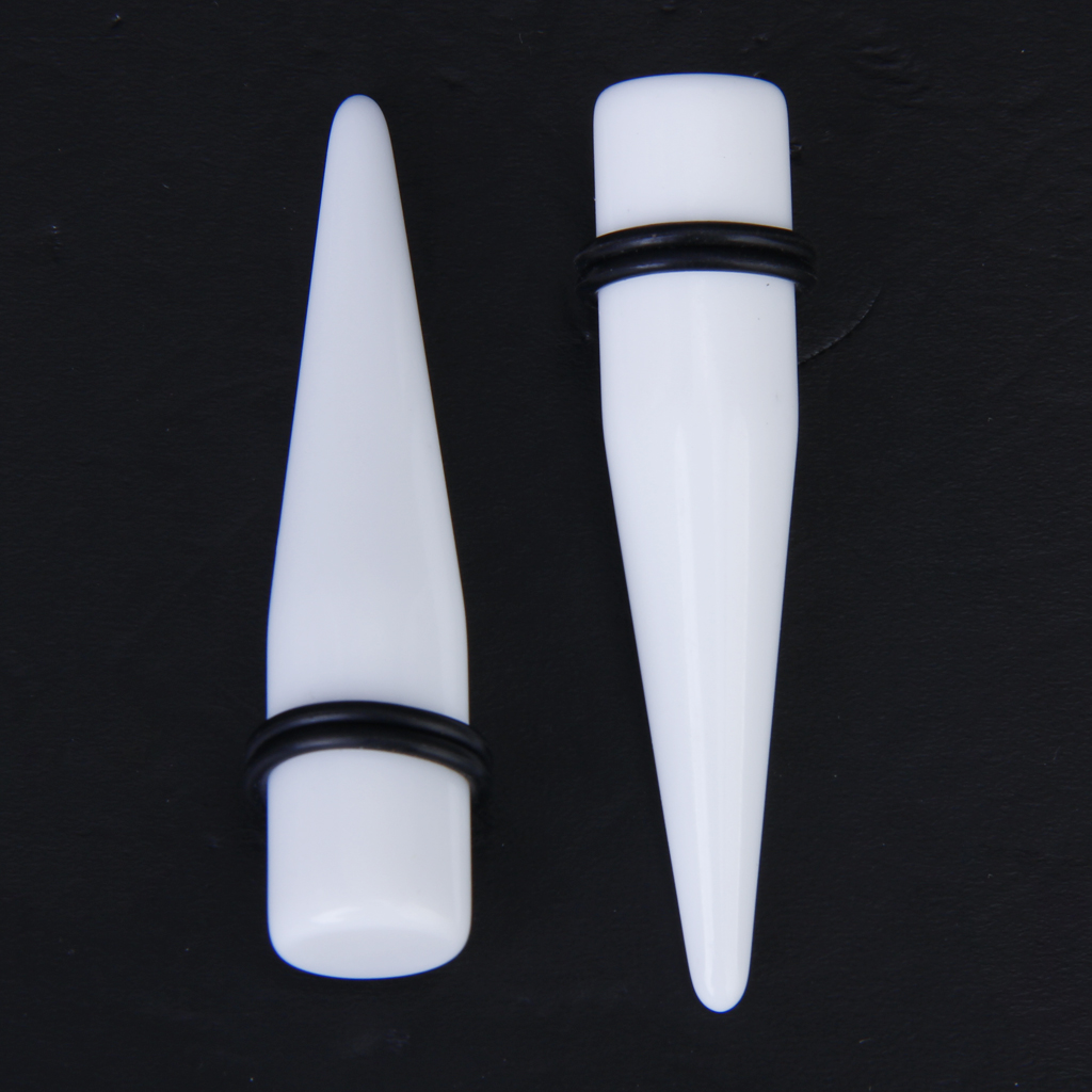 1 Pair White Acrylic Expander Taper Ear Stretcher Plug 9/16