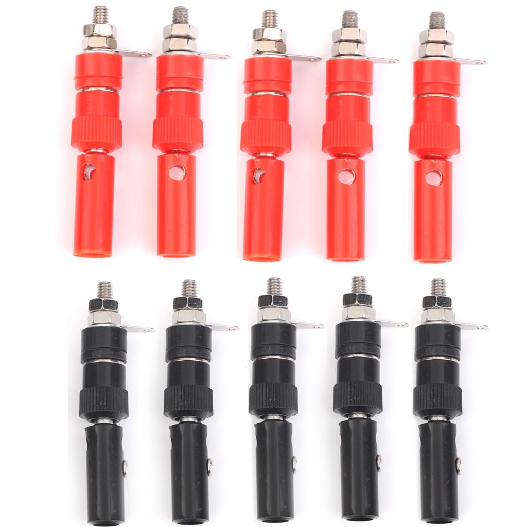 4mm Insulated Banana Plug Socket Jack Connectors New 10 Pairs Red+Black