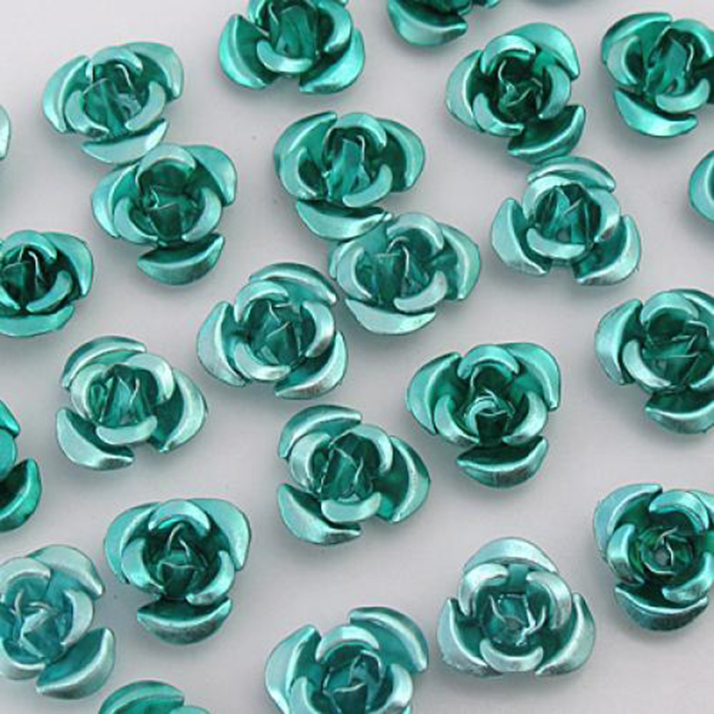 50PCS 8mm Light Green Anodized Aluminum Rose