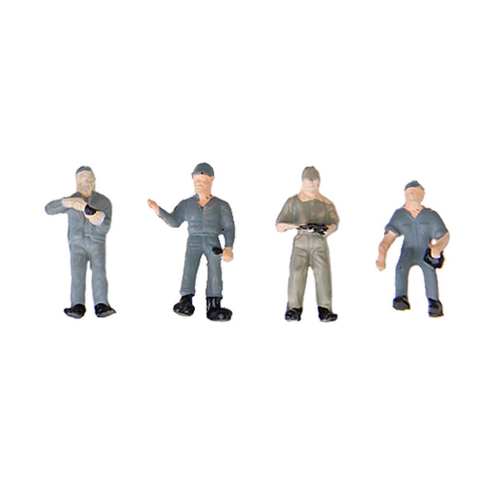 25pcs 1:87 Painted Mix Model Train Railway Worker People Figures with ladder and bucket