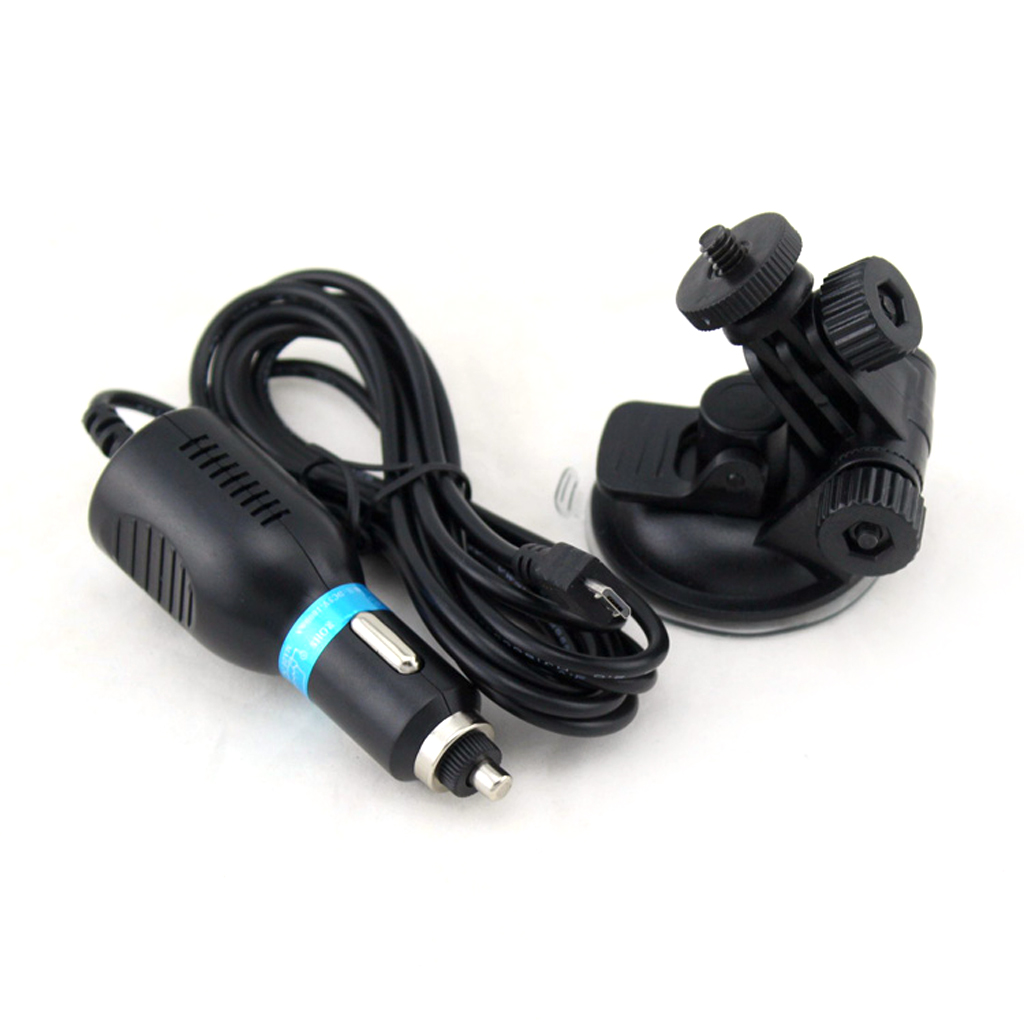 Suction Cup Windshield Mount Holder+Car Charger Cable for GoPro SJCAM Camera