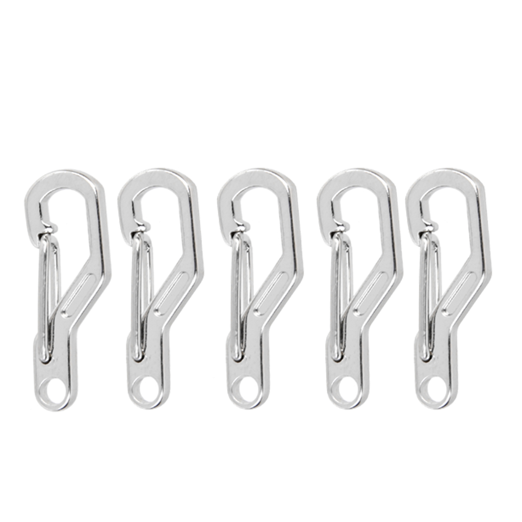 5x Climbing Hanging Buckle Snap Clip Hook Keychain Carabiner D Ring Silver