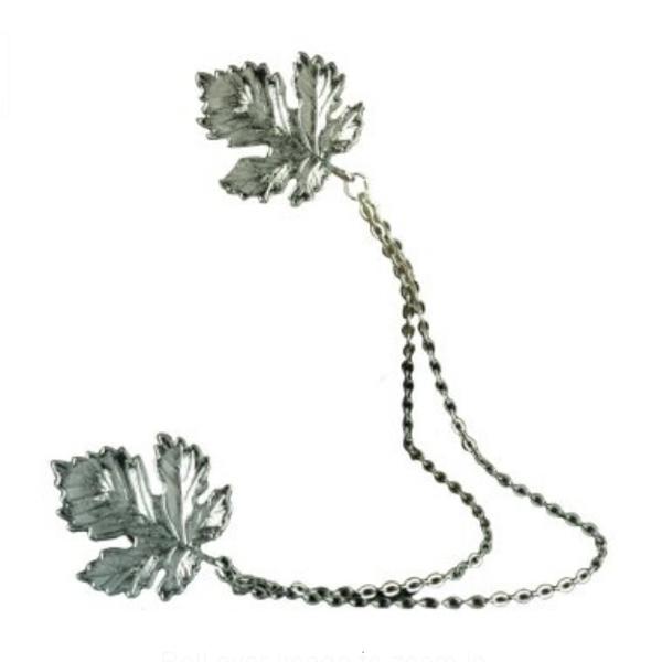 Antique silver retro maple leaf collar brooch chain vintage Jewelry Gift