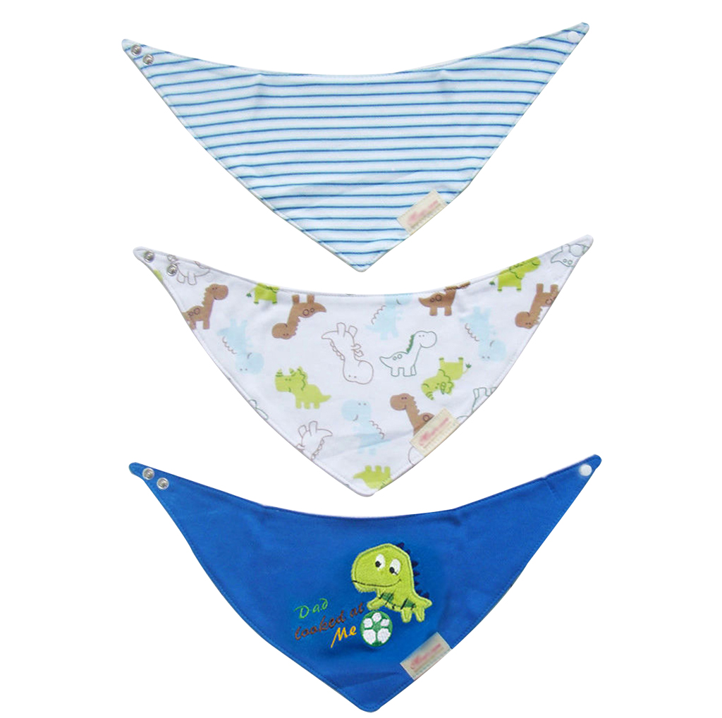 Kids Toddler Bib Infant Baby Saliva Towel -Dinosaur Striped Pattern