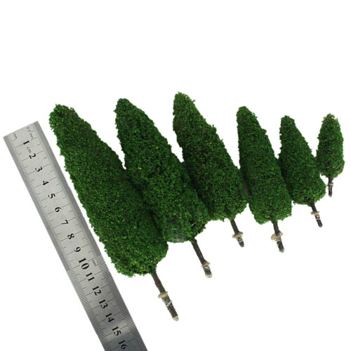 6pcs 2.28 Inch - 5.9 Inch Cypress Model Trees