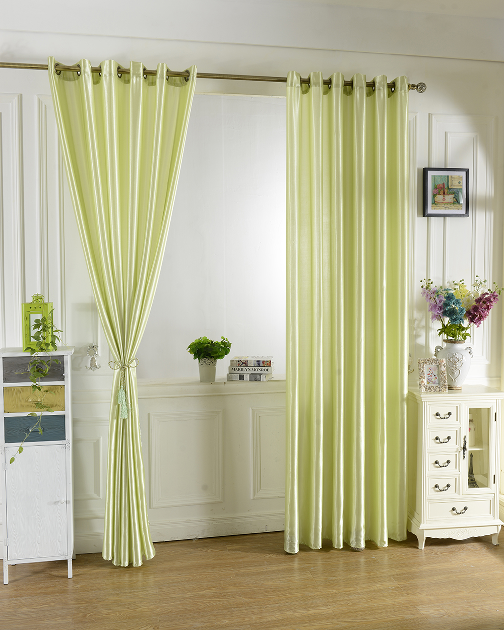 100x200cm Modern Jacquard Window Room Panel Shade Curtain Drape Blind Green