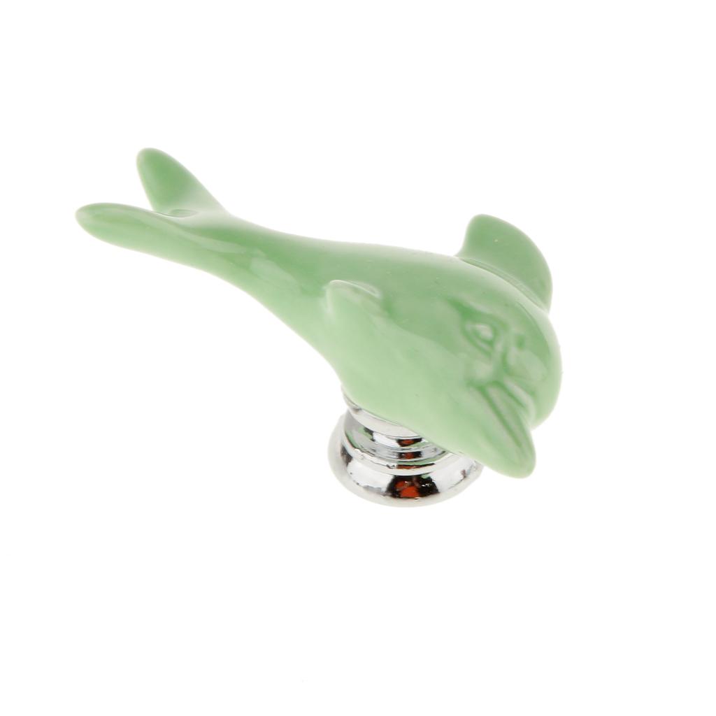 Creative Dolphin Ceramic Drawer Cabinet Cupboard Door Pull Handle Knob Green