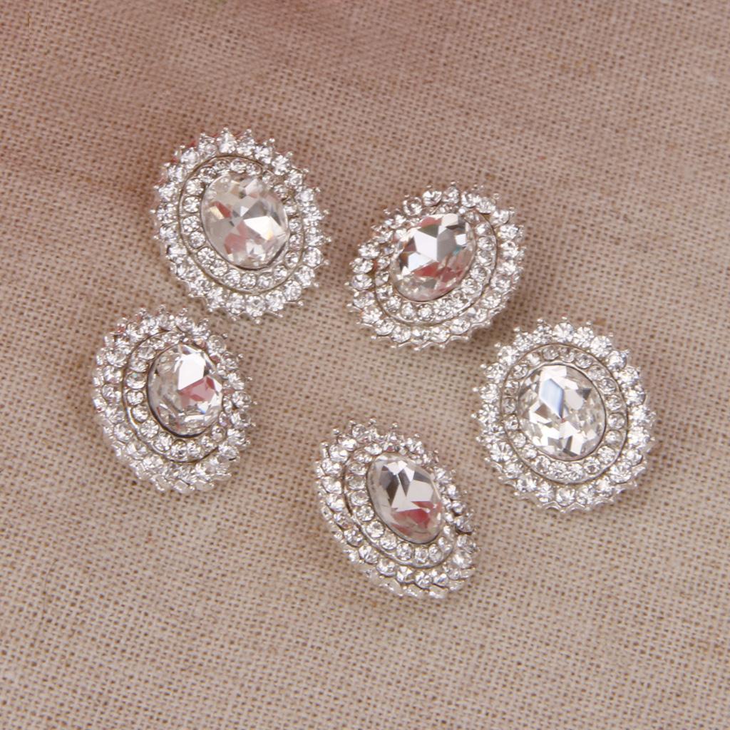 5Pcs Crystal Rhinestone Flower Sewing Button Embellishments