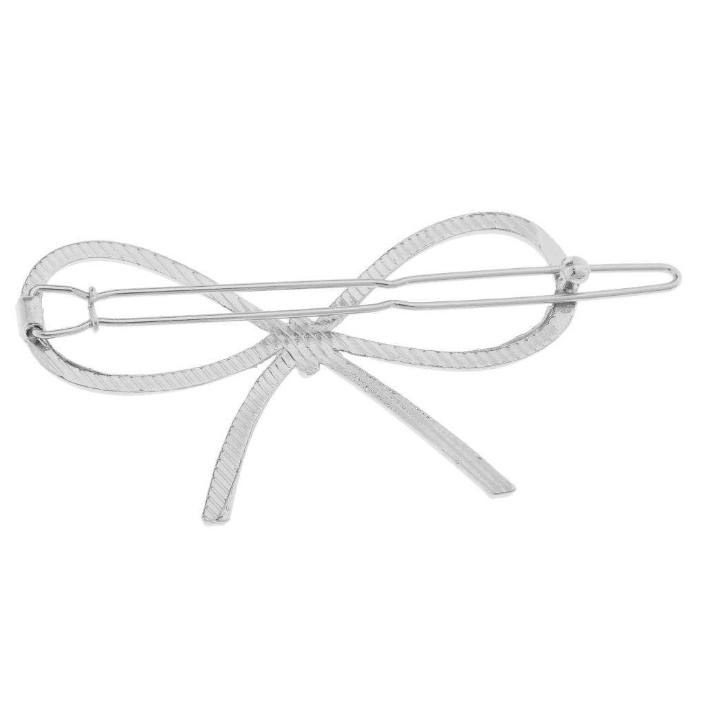 European Style Simple Geometry Metal Hairpins Hair Clips Bow Silver