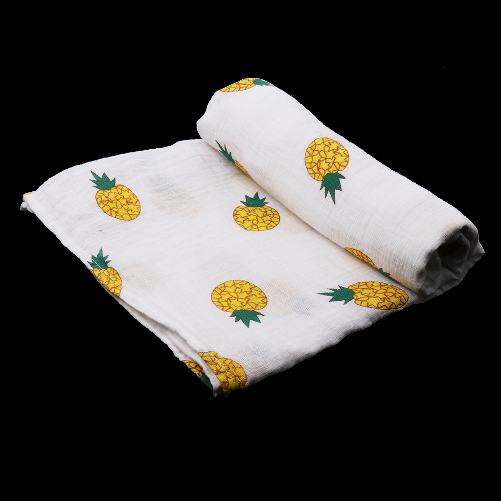 Baby Swaddling Blanket Soft Muslin Cotton Swaddle Towel Yellow Pineapple