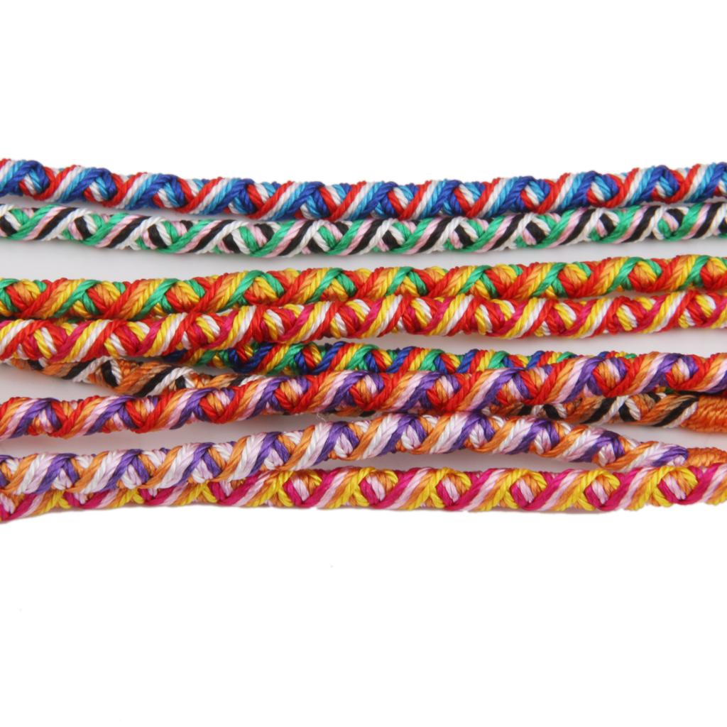 9pcs Colorful Handmade Braided Thread Friendship Bracelets Ankle Hippie #4