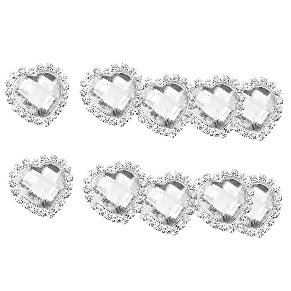 Phenovo Crystal Heart Button Decoration DIY 20x25mm 10pcs Clear 