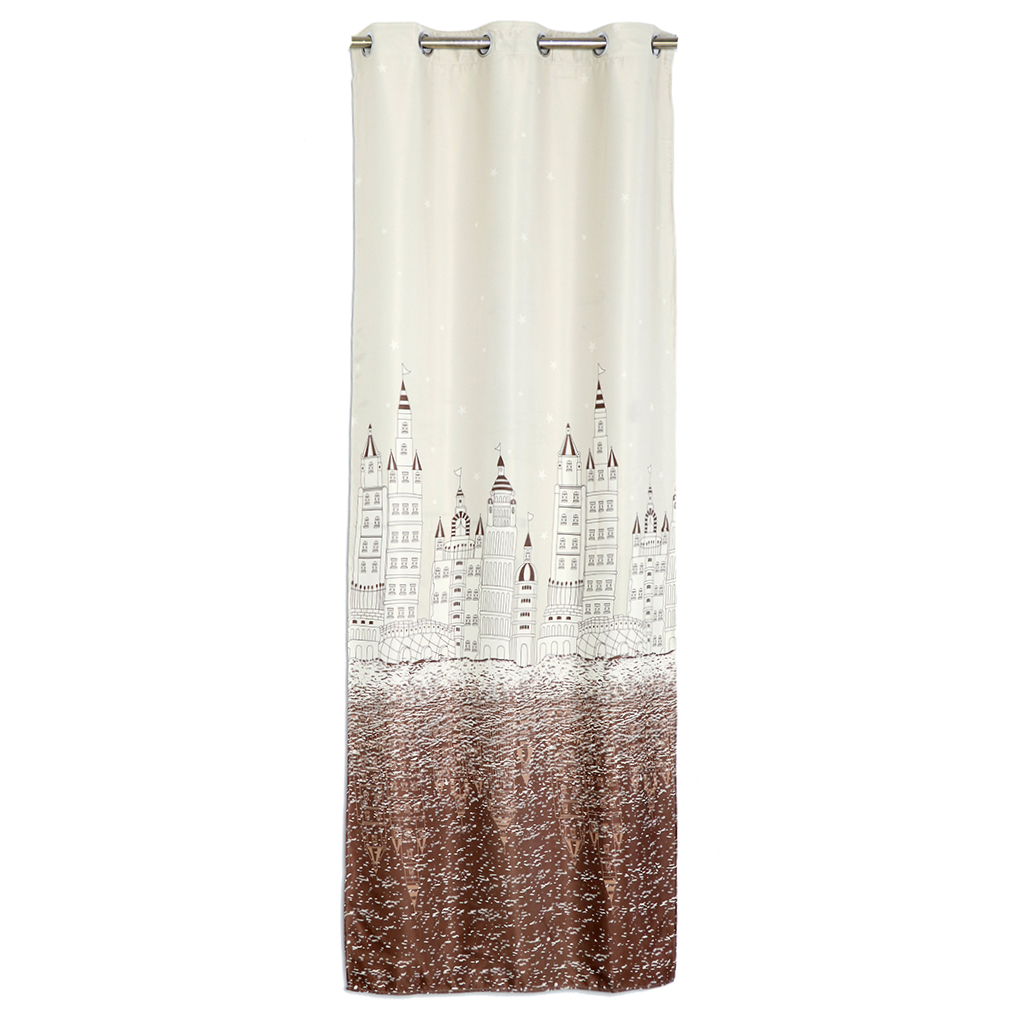 100x250cm Modern Castle Pattern Window Room Shade Panel Curtain Drape Coffee