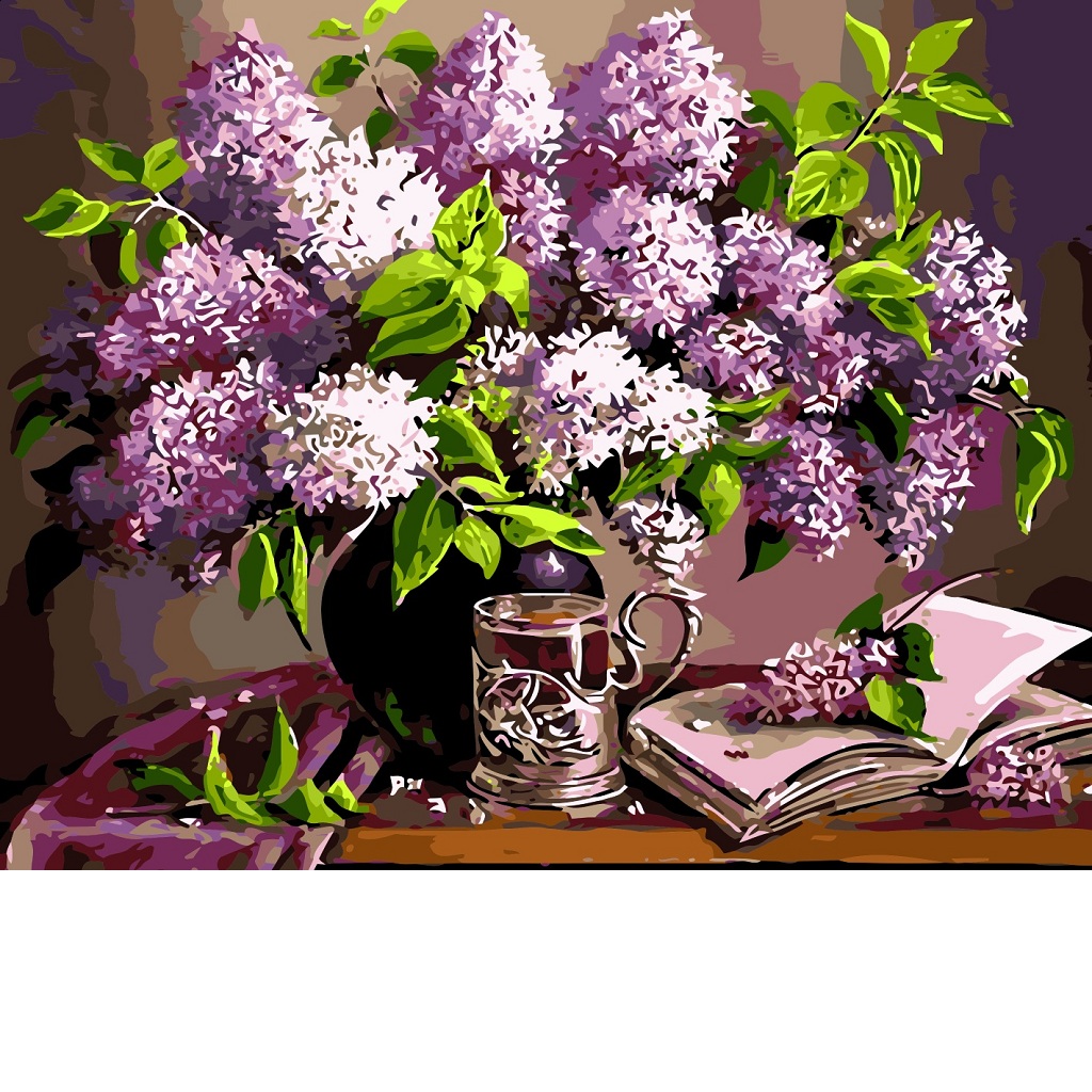 DIY Acrylic Painting By Number Kit Canvas Art Painting Picture-Purple Flower