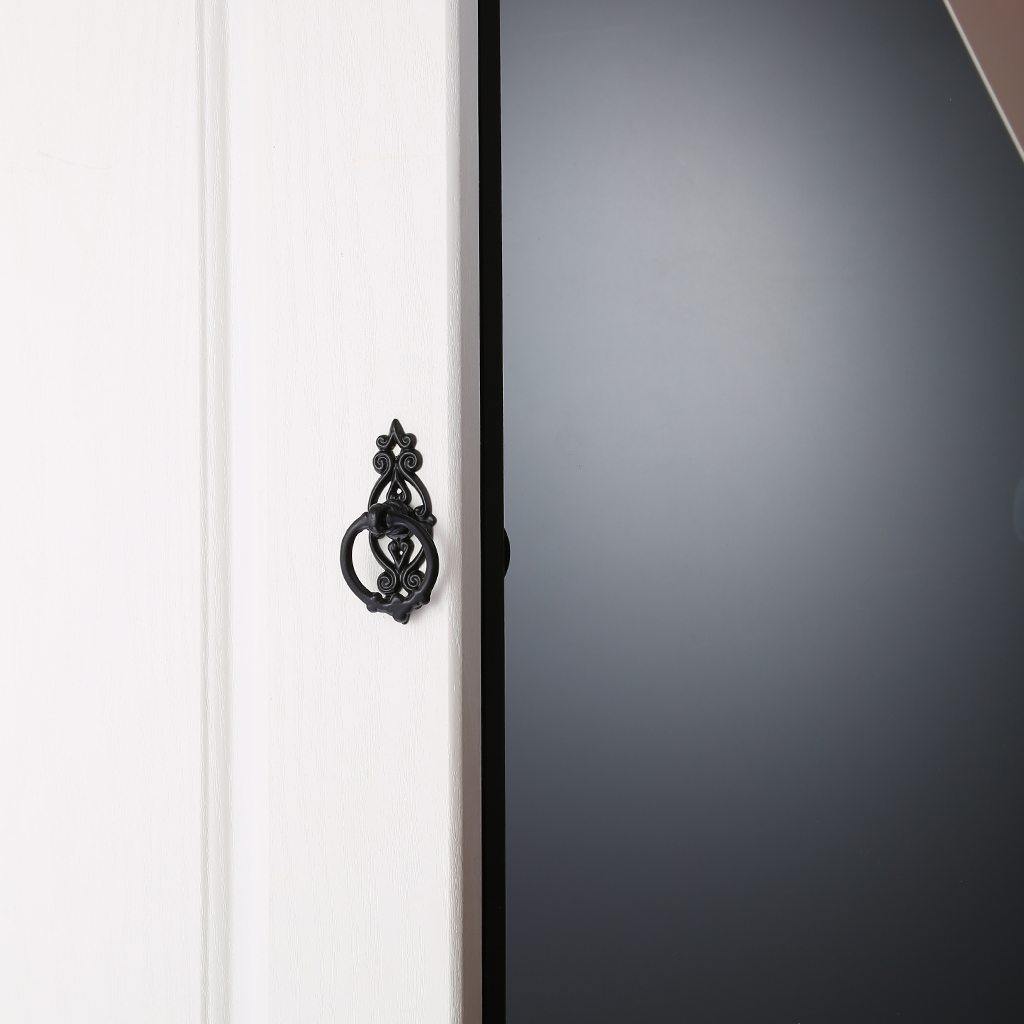Black Pull Handle Kitchen Cabinet Cupboard Door Drop Ring Knob 67mm 066A