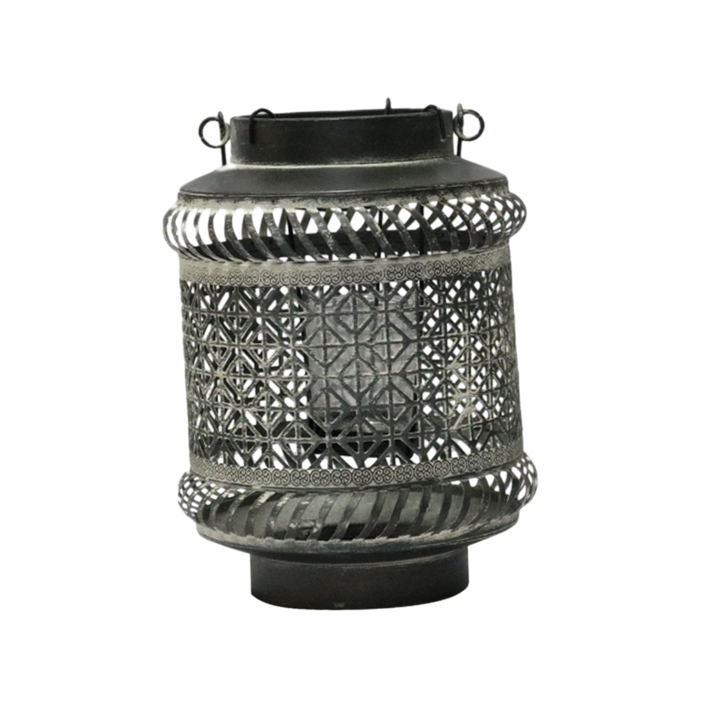 Vintage Hollow Wrought Iron Lantern Rustic Metal Tea Light Candle Holder 1