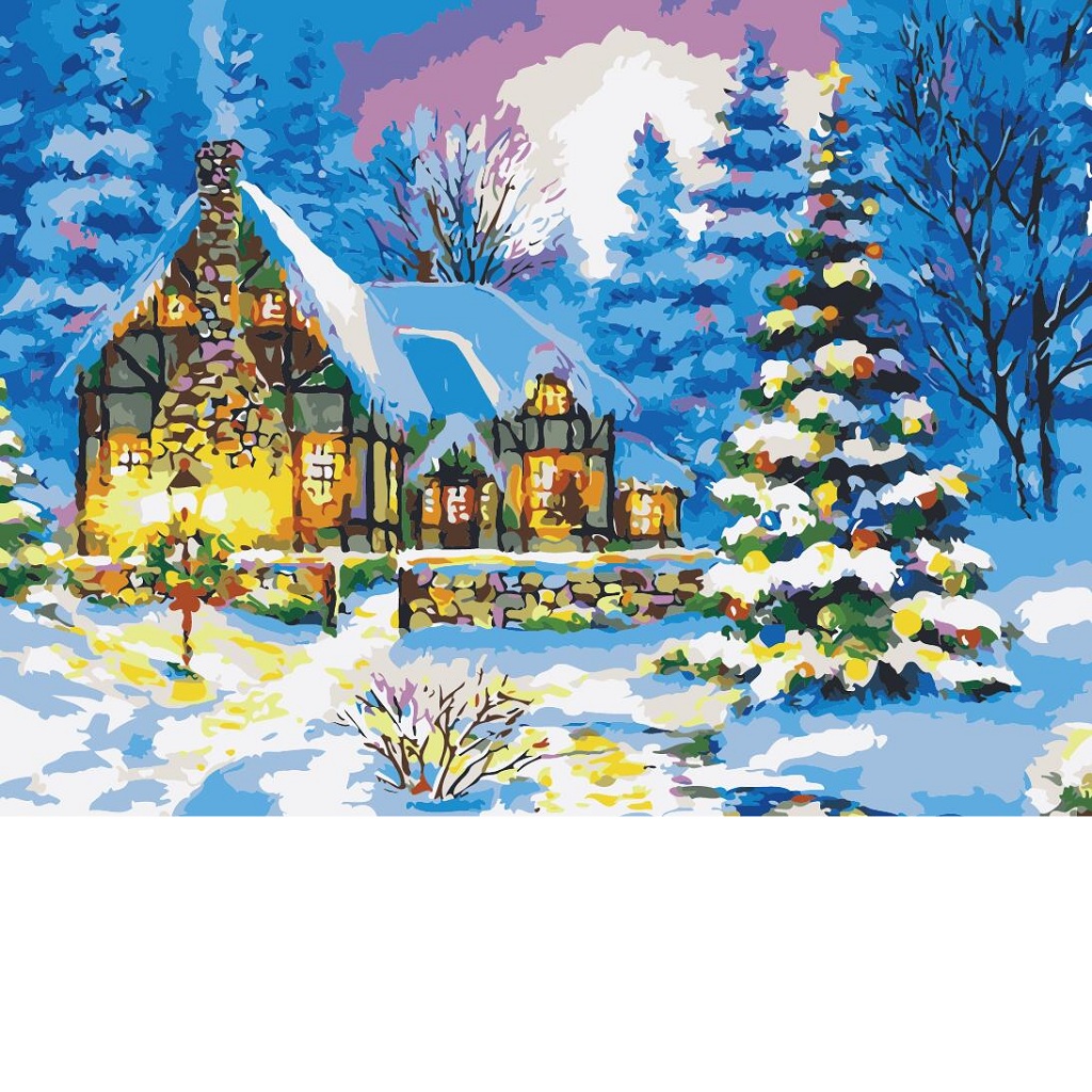  DIY Painting By Numbers Frameless Canvas Picture Christmas Tree House