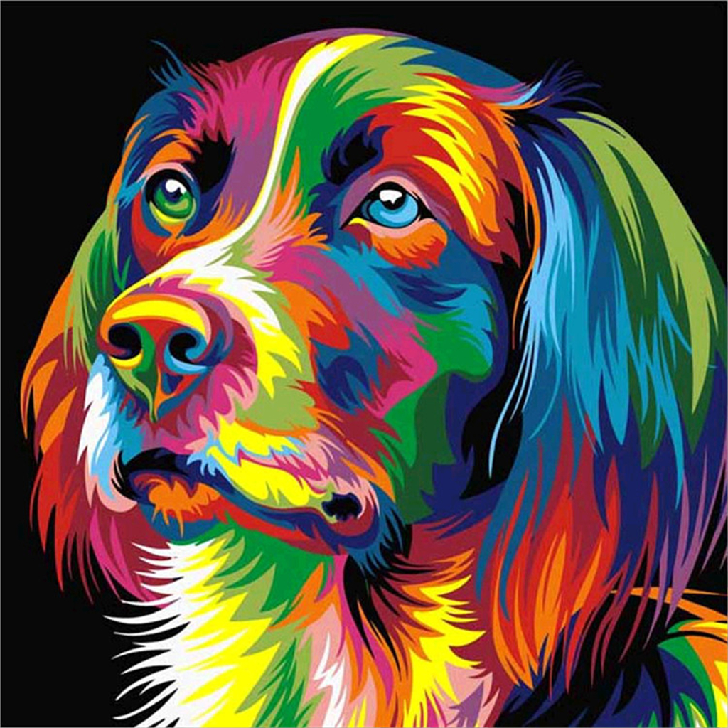 5D DIY Diamond Painting Embroidery Cross Craft Stitch Colorful Dog