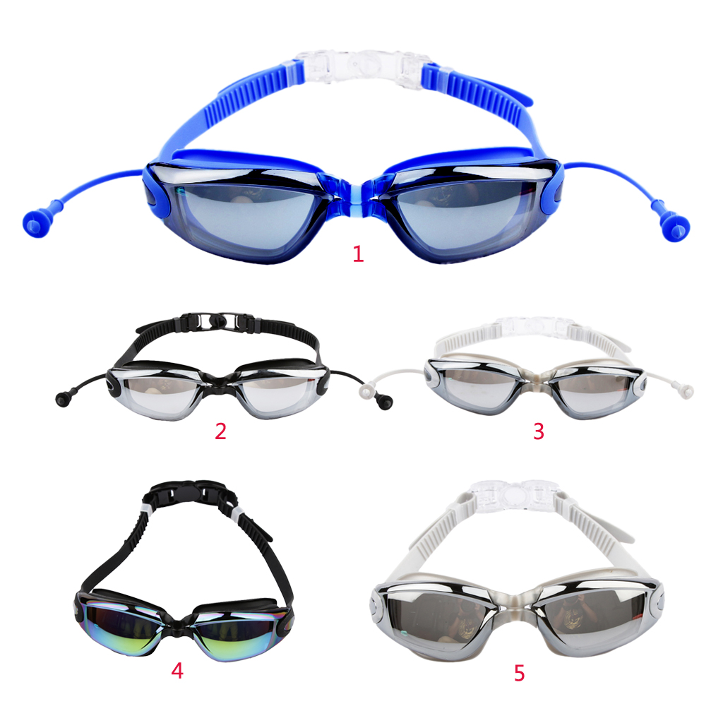 Electroplating Silicone Waterproof Anti-fog Swimming Glasses Goggles Black