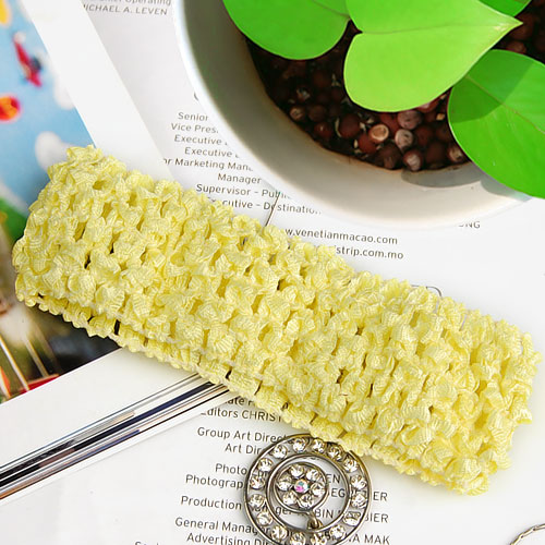 1.5 Inch Elastic Baby Toddler Girls Crochet Headband - Yellow