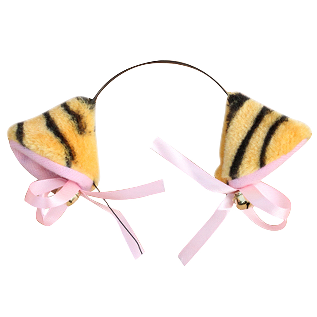 Animal Cosplay Cat Ear Headband with Bell - Tiger Print