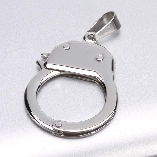 Silver Pure Stainless Steel Working Handcuff Pendant DIY Couple Necklace Pendant