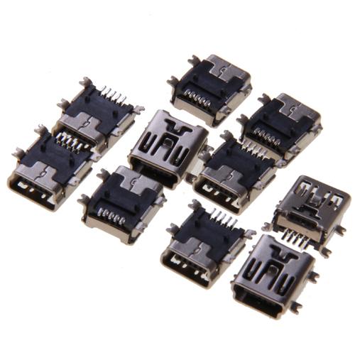 10x 5-Pin Female Mini USB Socket Connector