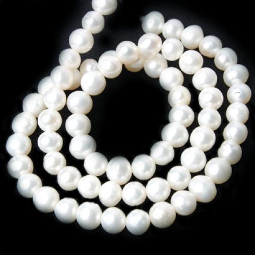 White Potato Freshwater Pearl Loose Beads Strand 5mm / 14 Inch