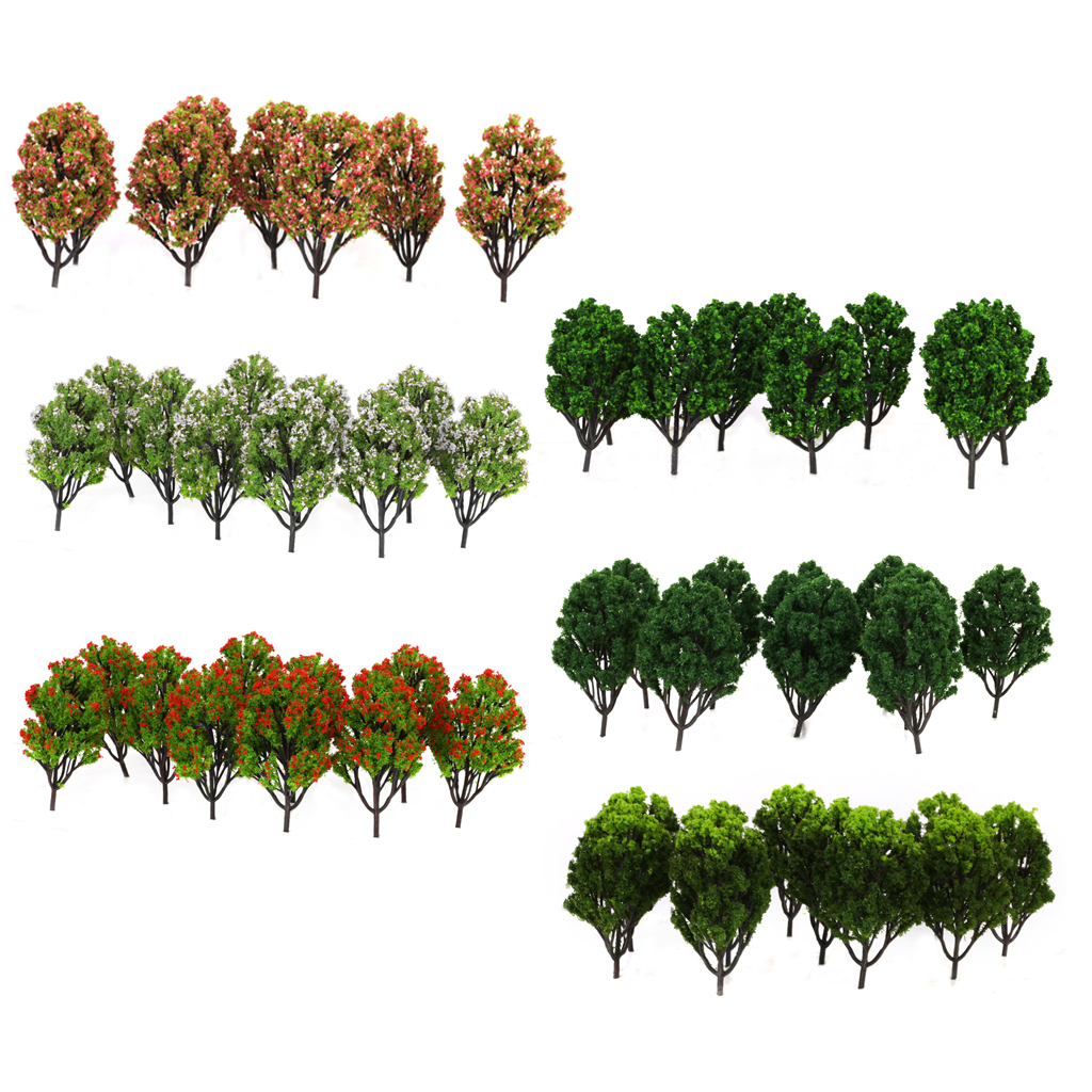 Plastic Model Trees for Railroad Scenery 1:100 10pcs Dark Green 