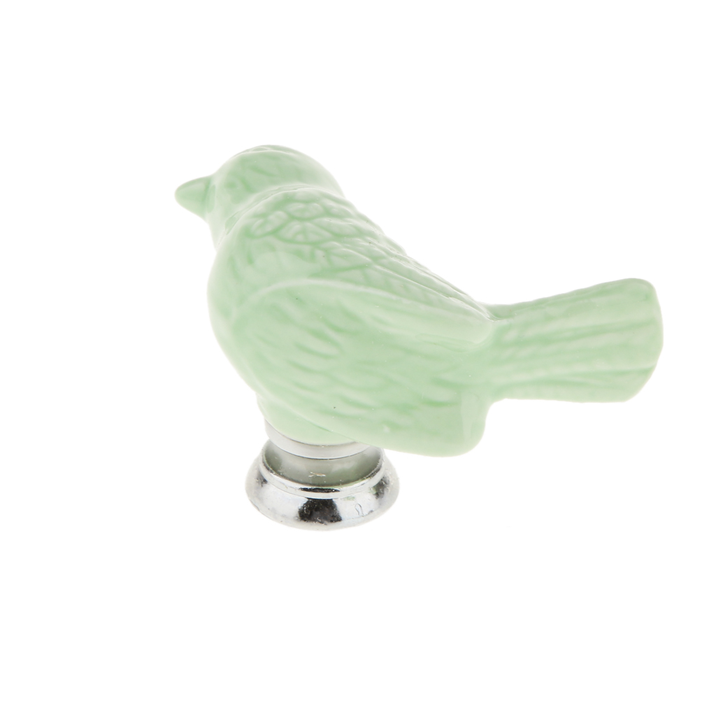 Creative Bird Ceramic Drawer Cabinet Cupboard Door Pull Handle Knob Green