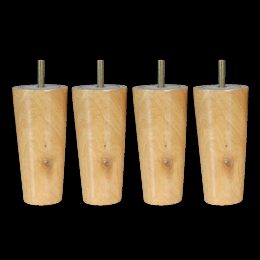 4pcs Cone Shape Eucalyptus Solid Wood Furniture Sofa Legs Natural 4*6*12cm