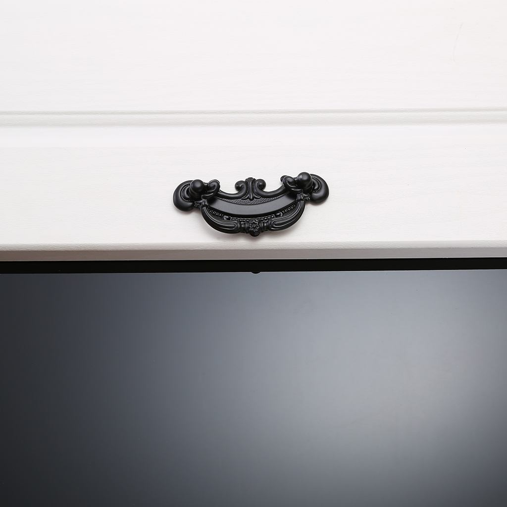 Black Pull Handle Kitchen Cabinet Cupboard Door Drop Ring Knob 93mm 117-64