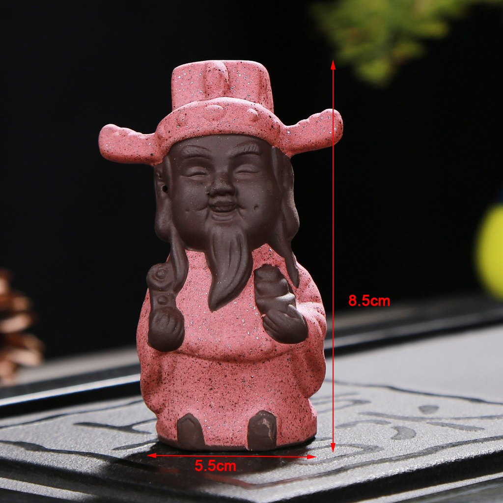 Yixing Tea Pet Figurine Statue Home Ornaments Pink Wealth God 8.5x5.5cm