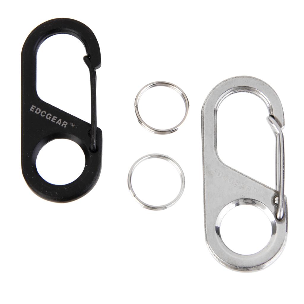 Stainless Steel Figure 8 Outdoor Camping Carabiner Hook Buckle Keyring Black