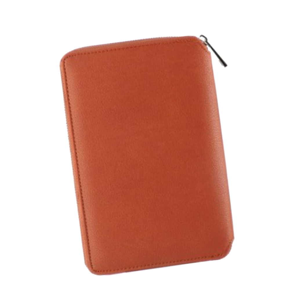 Leather Zipper Padfolio with Replaceable Loose-leaf Paper 80 Sheet Brown