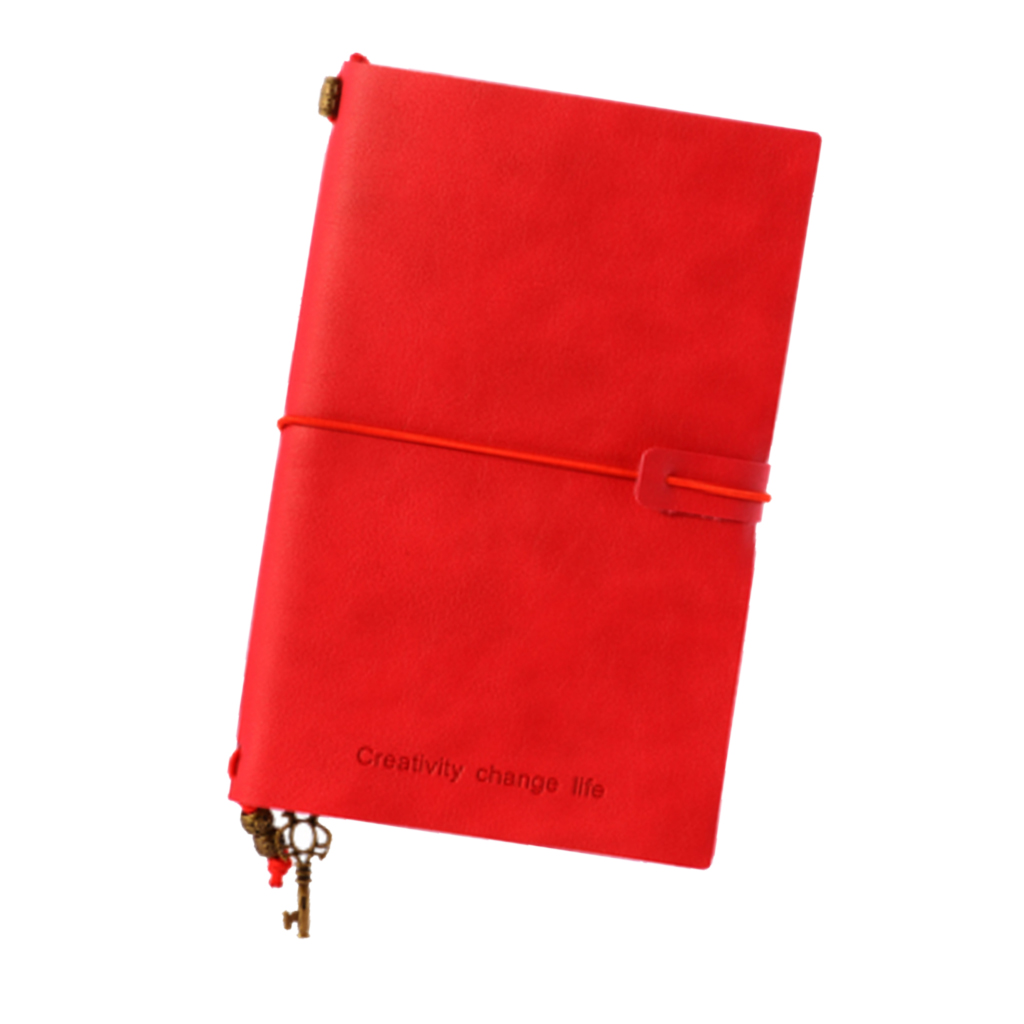 Portable Leather Notebook Blank Page, Travel Journal Diary Notes Red