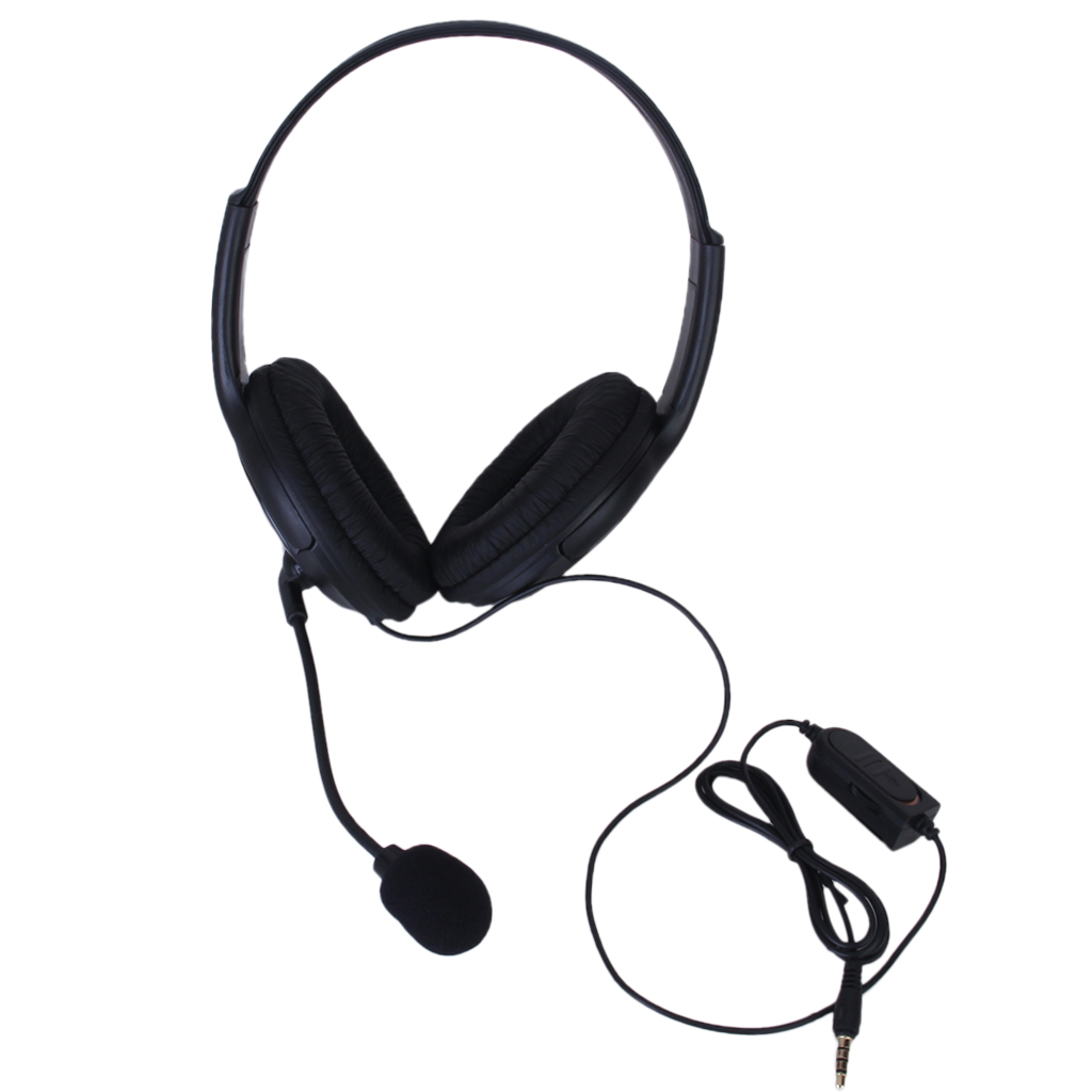 3.5mm Double Earpiece Stereo Headphone Headset Earphone with Mic for PS4