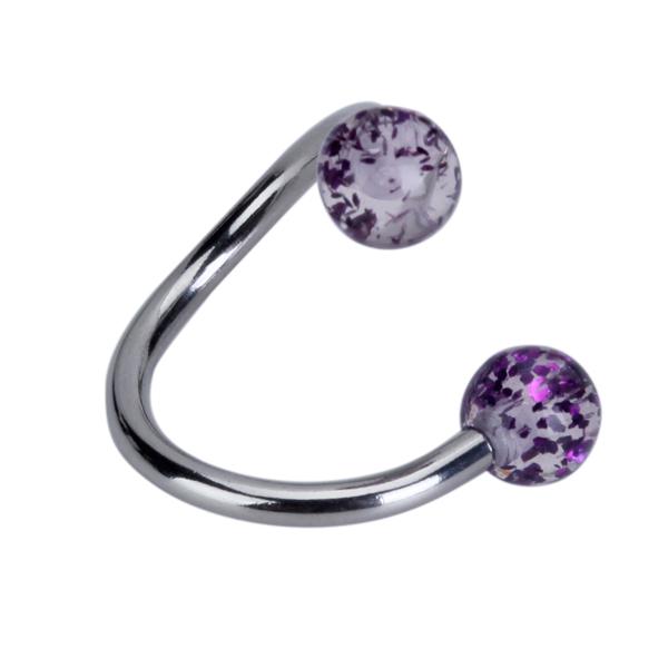 14g Stainless Steel Twist Navel Ring with Ball - Purple